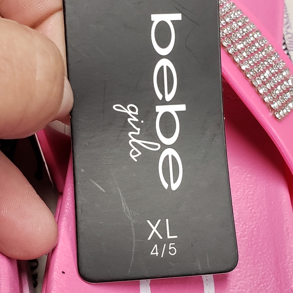 🆕️ BeBe Girls 🎂 🎁 Pink Bling 2 Strap Slides Sandals 💖Size 2/3 Big Girls Shoe - Picture 10 of 16